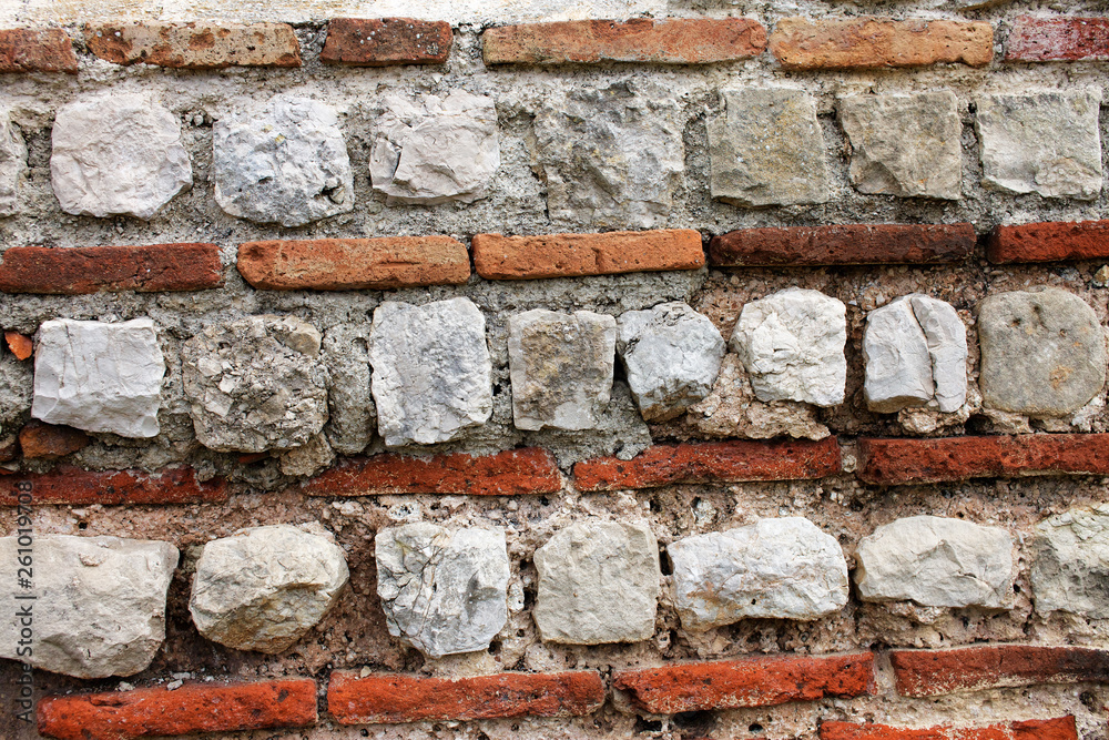 Texture of reds and white bricks ancient roman wall. Texture of reds and white bricks ancient roman wall.