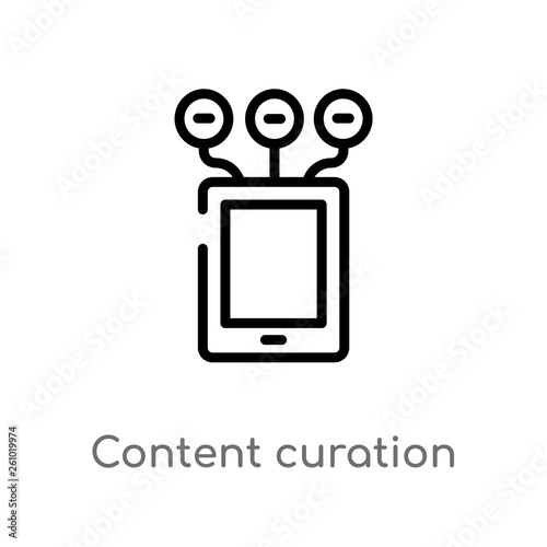 outline content curation vector icon. isolated black simple line element illustration from technology concept. editable vector stroke content curation icon on white background