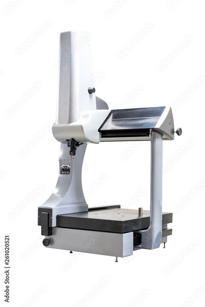 automatic coordinate measurement machine (CMM) for inspection high precision and high accuracy part isolated on white background with clipping path
