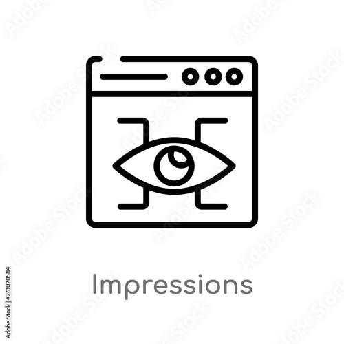 outline impressions vector icon. isolated black simple line element illustration from technology concept. editable vector stroke impressions icon on white background