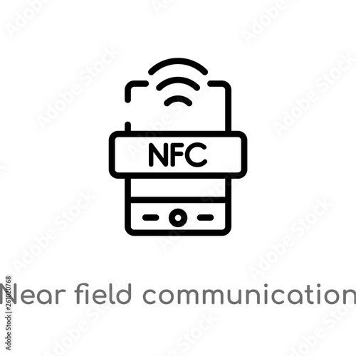 outline near field communication vector icon. isolated black simple line element illustration from technology concept. editable vector stroke near field communication icon on white background © zaurrahimov
