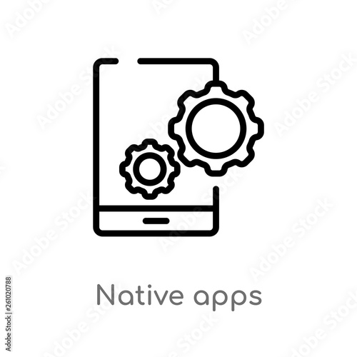 outline native apps vector icon. isolated black simple line element illustration from technology concept. editable vector stroke native apps icon on white background