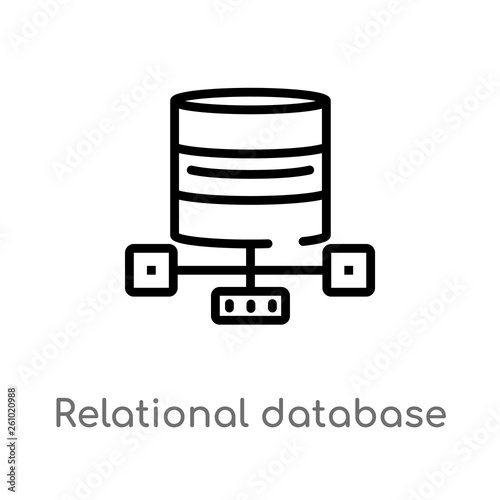 outline relational database management system vector icon. isolated black simple line element illustration from technology concept. editable vector stroke relational database management system icon