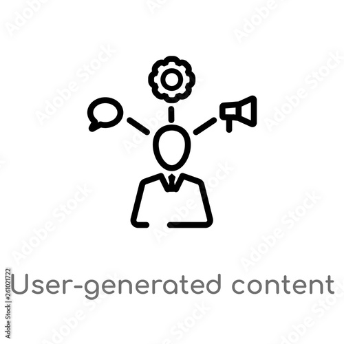 outline user-generated content vector icon. isolated black simple line element illustration from technology concept. editable vector stroke user-generated content icon on white background