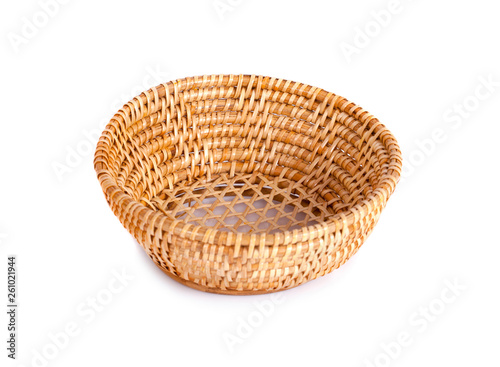 Basket wicker on isolated white background