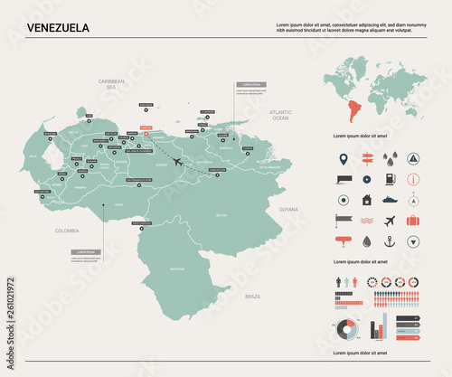 Fotografia, Obraz Vector map of Venezuela