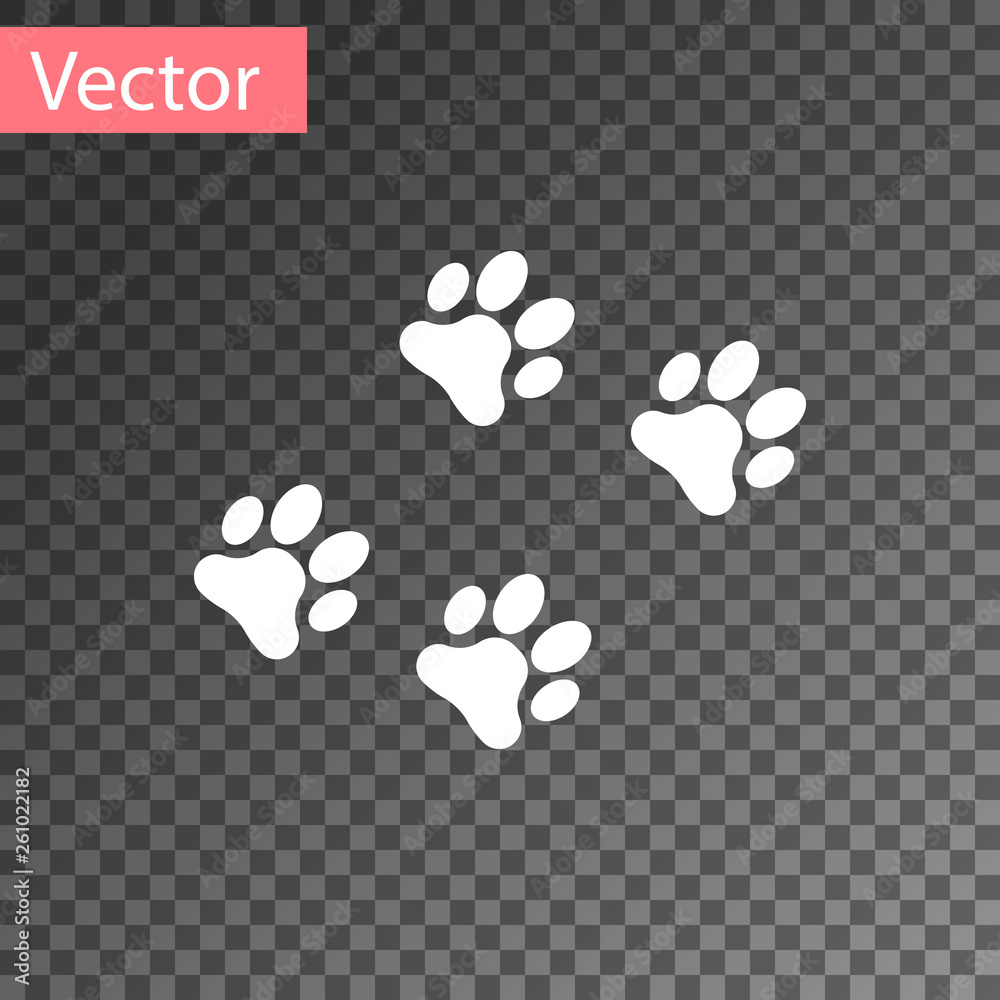 White Paw print icon isolated on transparent background. Dog or cat paw ...