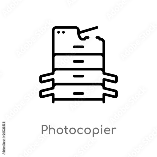 outline photocopier vector icon. isolated black simple line element illustration from technology concept. editable vector stroke photocopier icon on white background