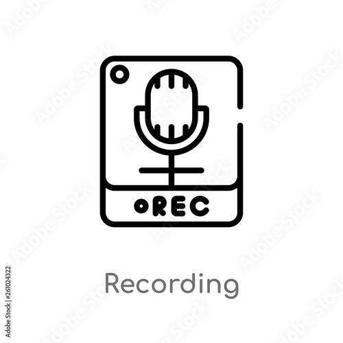 outline recording vector icon. isolated black simple line element illustration from technology concept. editable vector stroke recording icon on white background