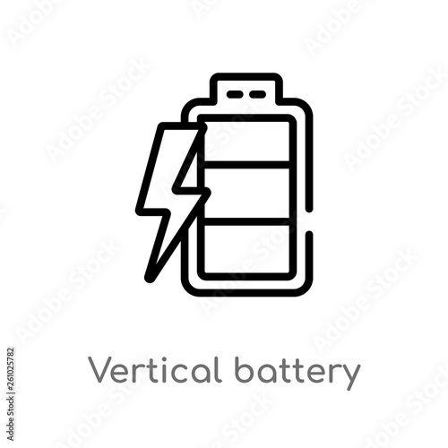 outline vertical battery with three bars vector icon. isolated black simple line element illustration from technology concept. editable vector stroke vertical battery with three bars icon on white