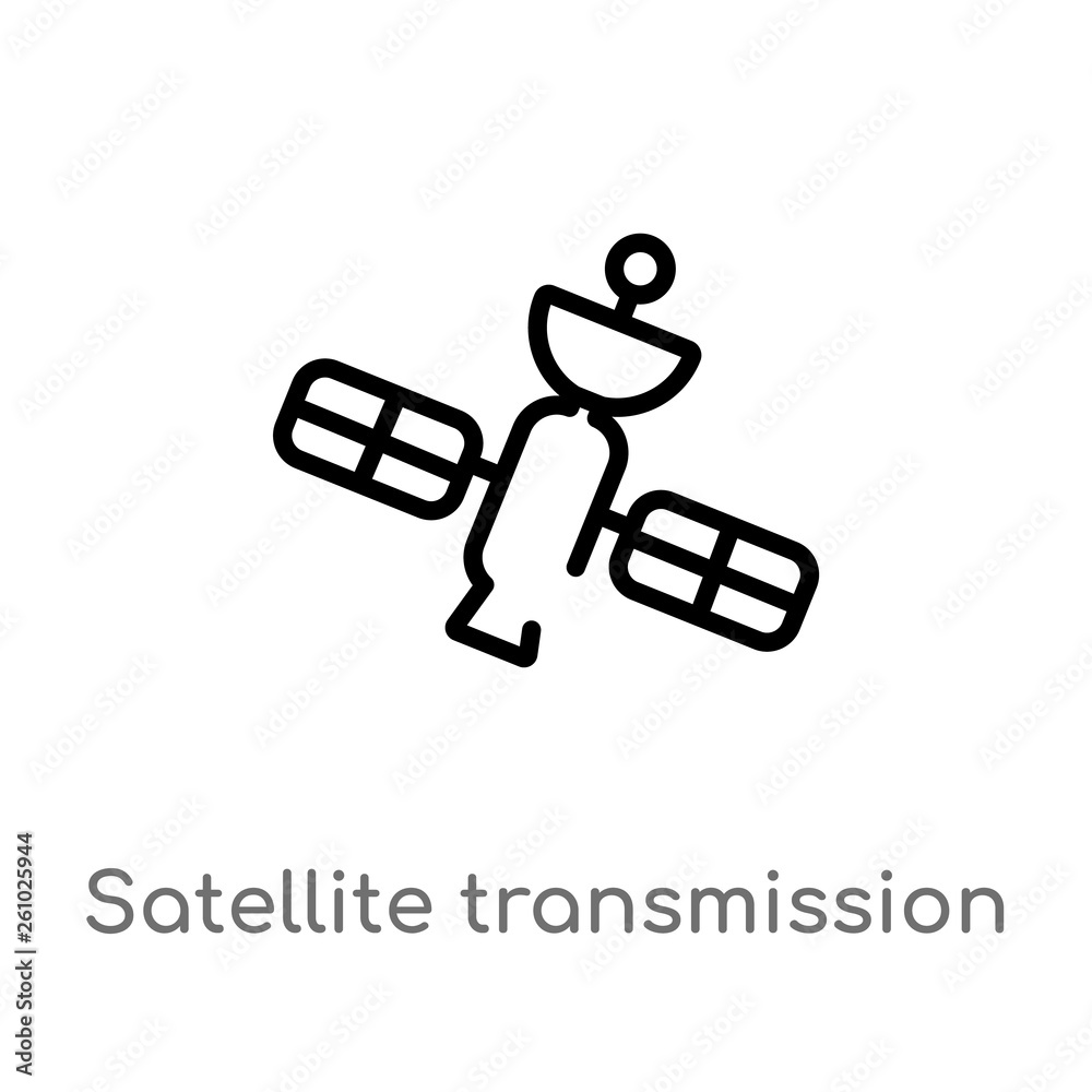 outline satellite transmission vector icon. isolated black simple line element illustration from technology concept. editable vector stroke satellite transmission icon on white background