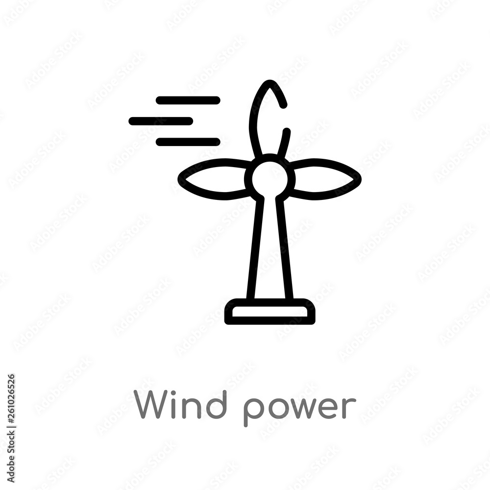 outline wind power vector icon. isolated black simple line element illustration from technology concept. editable vector stroke wind power icon on white background outline wind power vector icon. isolated black simple line element illustration from technology concept. editable vector stroke wind power icon on white background