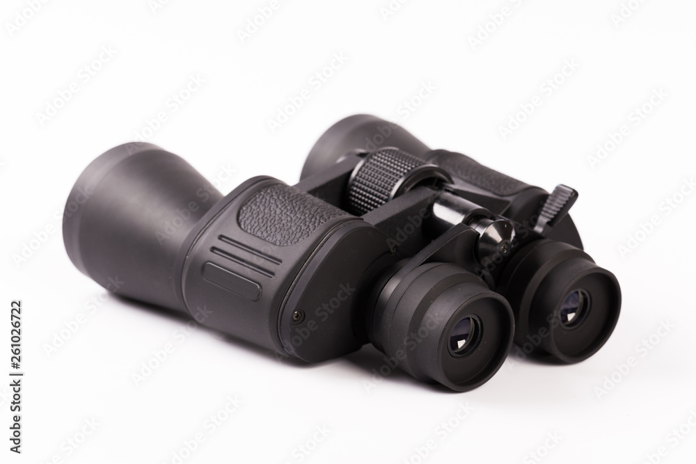 Black binoculars isolated on white background Black binoculars isolated on white background