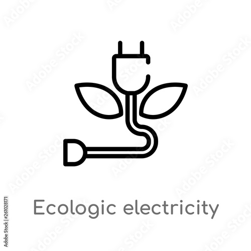 outline ecologic electricity vector icon. isolated black simple line element illustration from technology concept. editable vector stroke ecologic electricity icon on white background