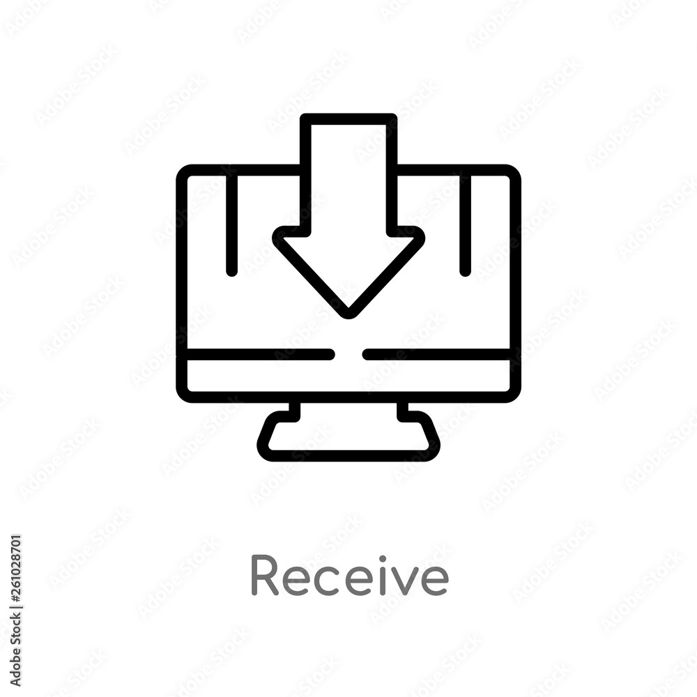 outline receive vector icon. isolated black simple line element illustration from technology concept. editable vector stroke receive icon on white background outline receive vector icon. isolated black simple line element illustration from technology concept. editable vector stroke receive icon on white background
