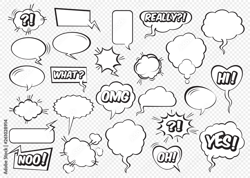 Set of comic speech bubbles. Vector Illustration.