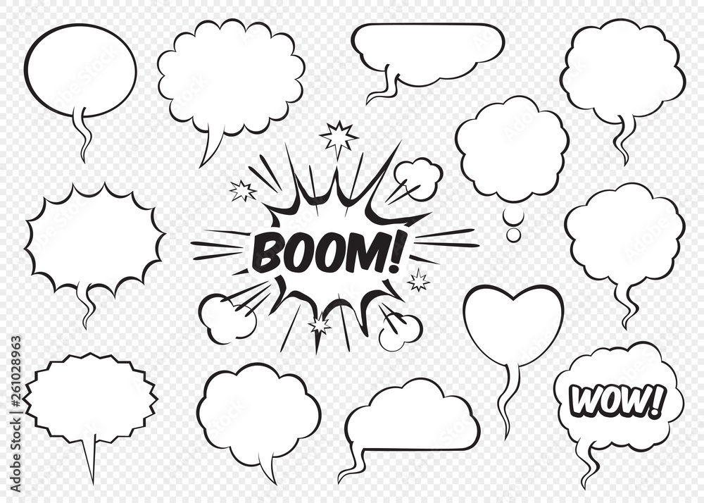 Set of comic speech bubbles. Vector Illustration. Set of comic speech bubbles. Vector Illustration.