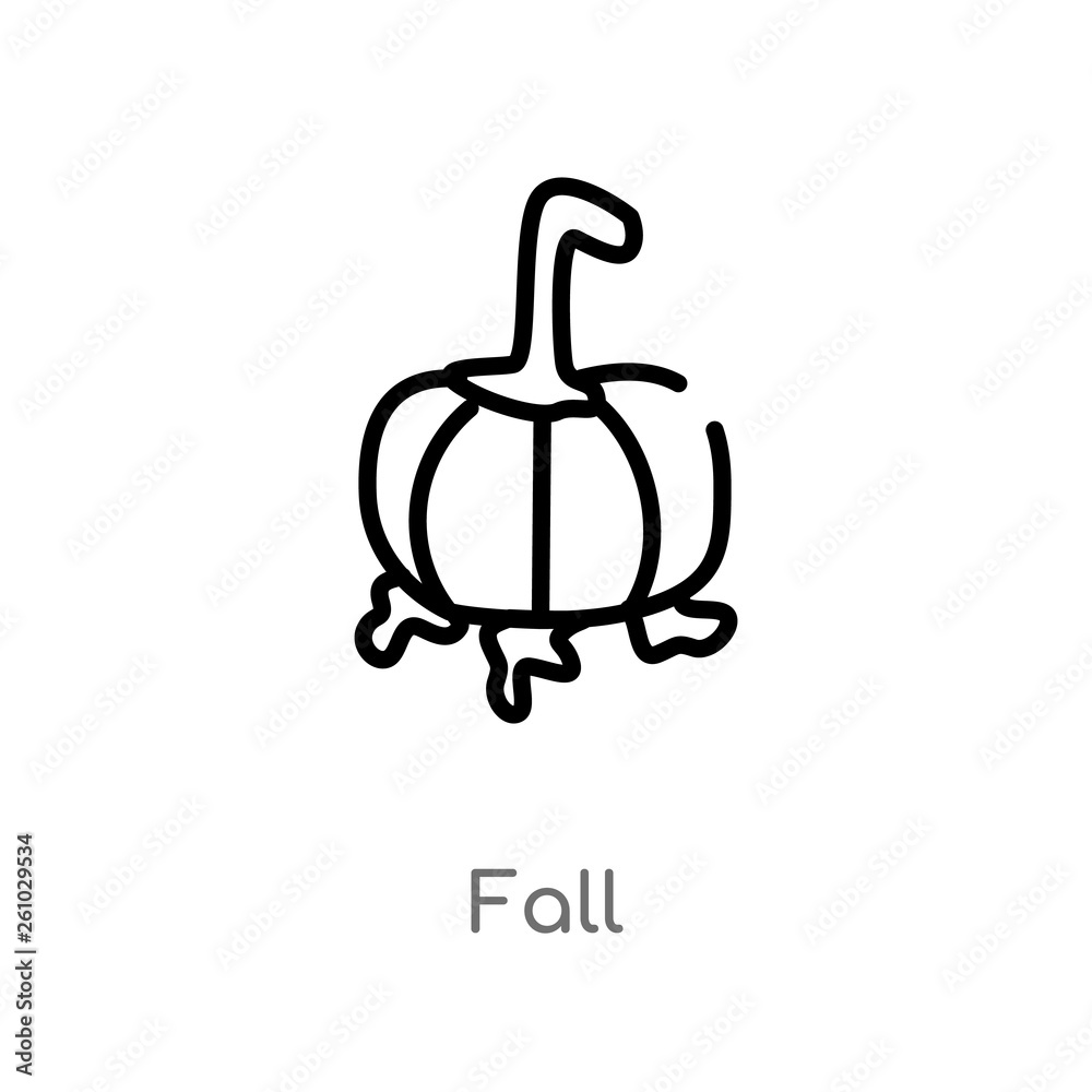 outline fall vector icon. isolated black simple line element illustration from thanksgiving concept. editable vector stroke fall icon on white background outline fall vector icon. isolated black simple line element illustration from thanksgiving concept. editable vector stroke fall icon on white background