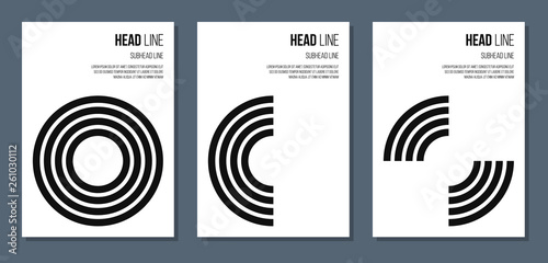 music style covers set with black circles, vector illustration