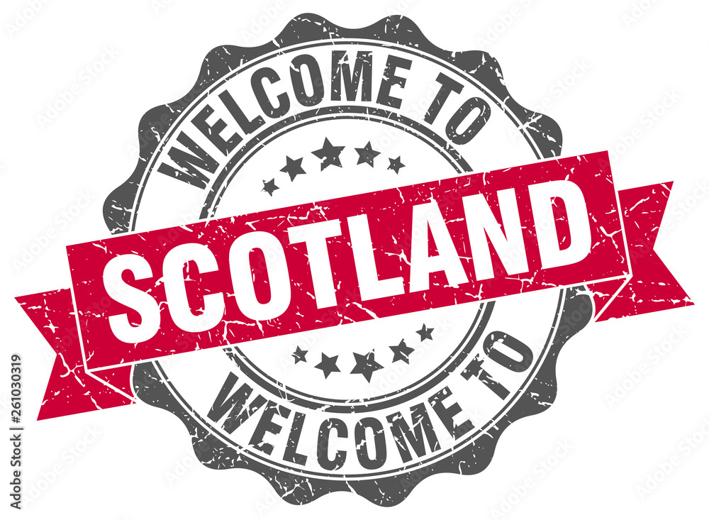 Obraz premium Scotland round ribbon seal