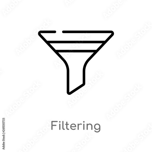 outline filtering vector icon. isolated black simple line element illustration from tools and utensils concept. editable vector stroke filtering icon on white background