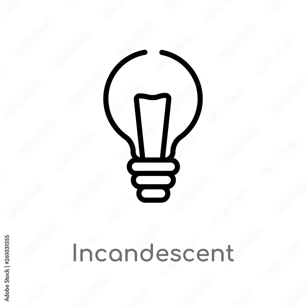 outline incandescent vector icon. isolated black simple line element illustration from tools and utensils concept. editable vector stroke incandescent icon on white background outline incandescent vector icon. isolated black simple line element illustration from tools and utensils concept. editable vector stroke incandescent icon on white background