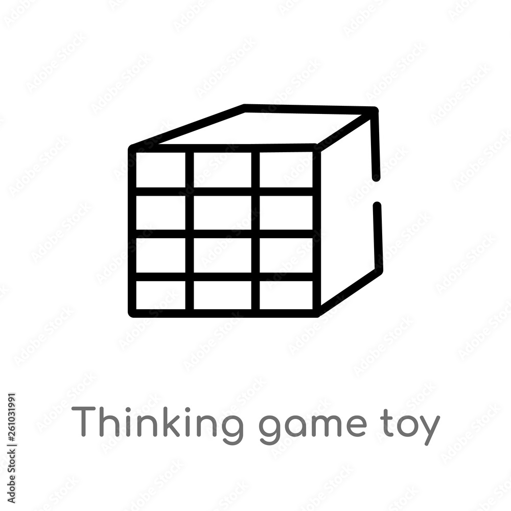outline thinking game toy vector icon. isolated black simple line element illustration from toys concept. editable vector stroke thinking game toy icon on white background outline thinking game toy vector icon. isolated black simple line element illustration from toys concept. editable vector stroke thinking game toy icon on white background