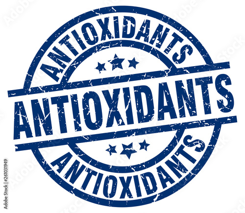 antioxidants blue round grunge stamp