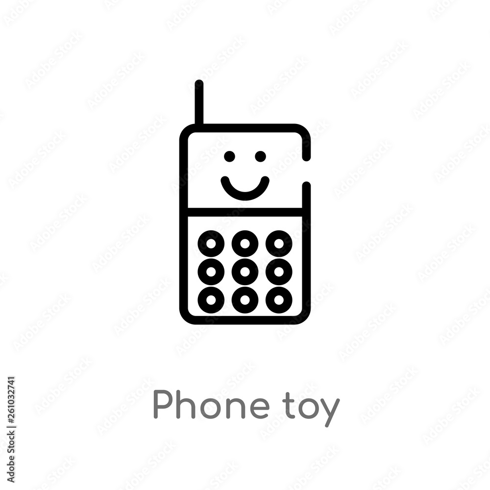 outline phone toy vector icon. isolated black simple line element illustration from toys concept. editable vector stroke phone toy icon on white background outline phone toy vector icon. isolated black simple line element illustration from toys concept. editable vector stroke phone toy icon on white background