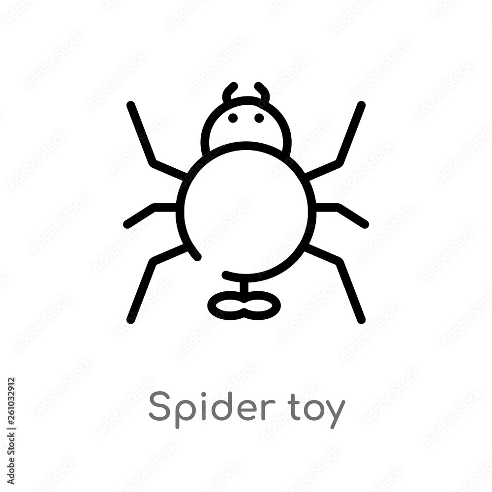 outline spider toy vector icon. isolated black simple line element illustration from toys concept. editable vector stroke spider toy icon on white background