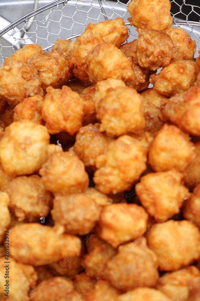 Fried chicken nuggets delicious at street food Fried chicken nuggets delicious at street food