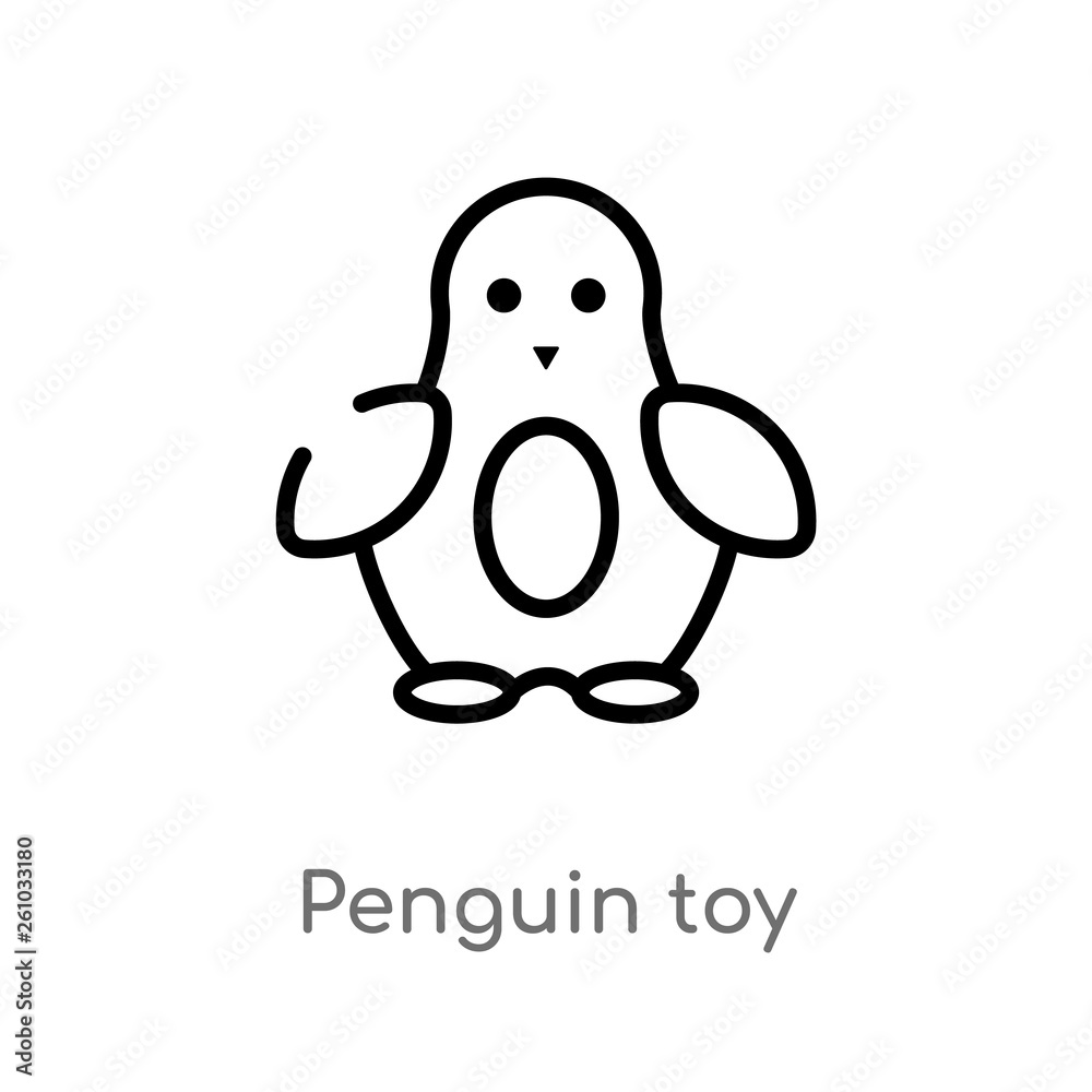 Fototapeta premium outline penguin toy vector icon. isolated black simple line element illustration from toys concept. editable vector stroke penguin toy icon on white background