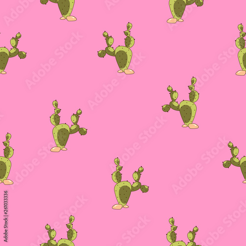 Cute cactus pattern on the pink background