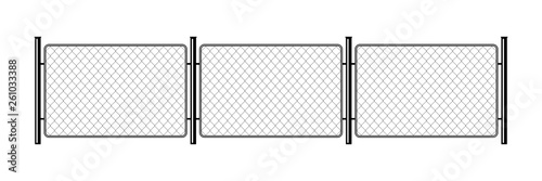 Prison barrier, secured property. The chain link of fence wire mesh steel metal. Rabitz.