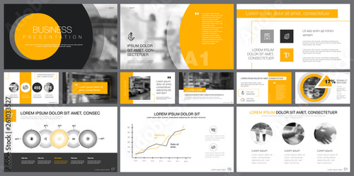 Pink and grey consulting or marketing concept infographics set
