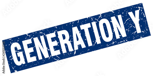 square grunge blue generation y stamp