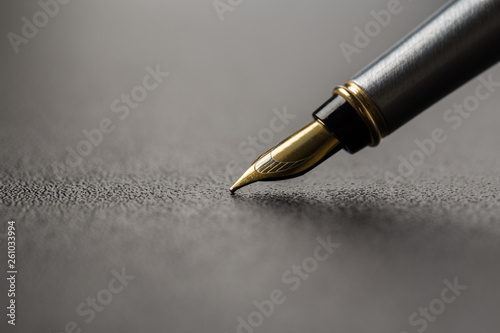 Fountain pen with clipping path on black background