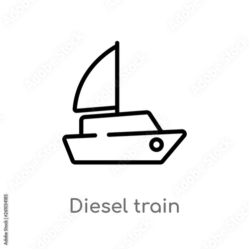 outline diesel train vector icon. isolated black simple line element illustration from transport concept. editable vector stroke diesel train icon on white background