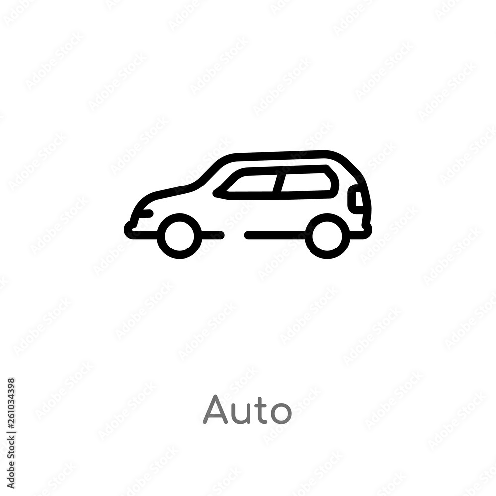 outline auto vector icon. isolated black simple line element illustration from transport concept. editable vector stroke auto icon on white background