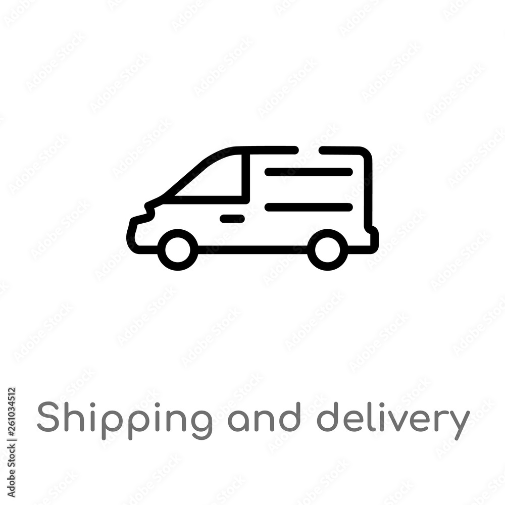 outline shipping and delivery vector icon. isolated black simple line element illustration from transport concept. editable vector stroke shipping and delivery icon on white background outline shipping and delivery vector icon. isolated black simple line element illustration from transport concept. editable vector stroke shipping and delivery icon on white background