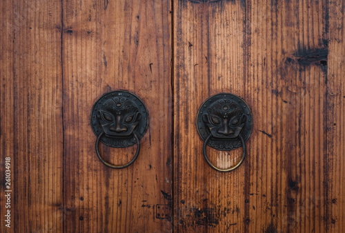 Traditional Chinese style wooden door. Ancient Chinese Door