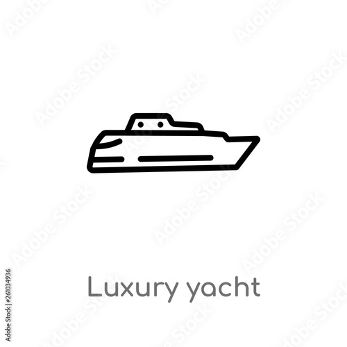outline luxury yacht vector icon. isolated black simple line element illustration from transport concept. editable vector stroke luxury yacht icon on white background