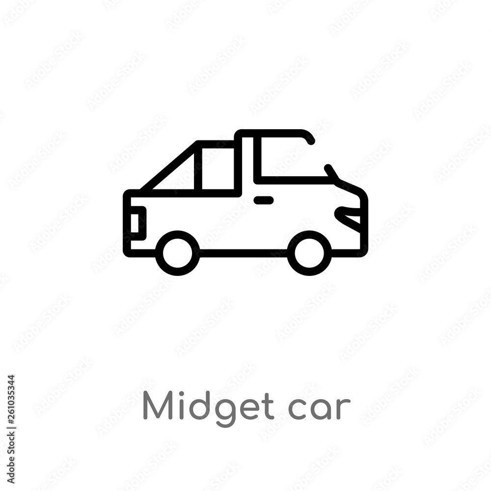 outline midget car vector icon. isolated black simple line element illustration from transport concept. editable vector stroke midget car icon on white background