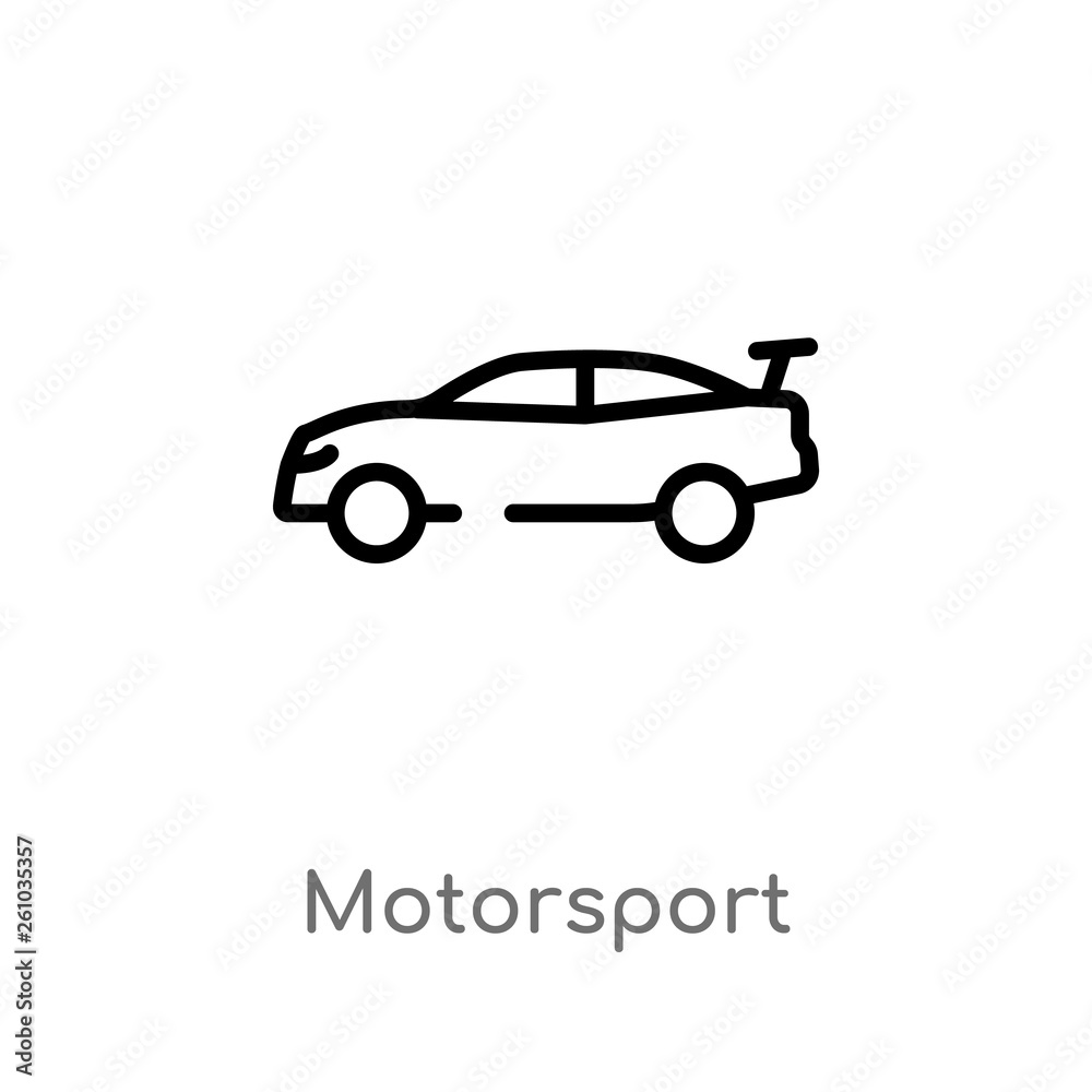 outline motorsport vector icon. isolated black simple line element illustration from transport concept. editable vector stroke motorsport icon on white background