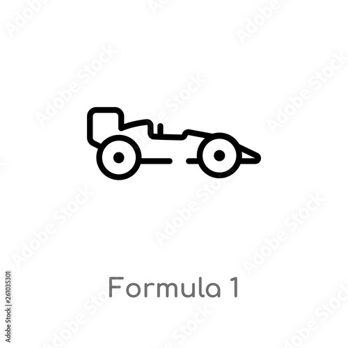 outline formula 1 vector icon. isolated black simple line element illustration from transport concept. editable vector stroke formula 1 icon on white background