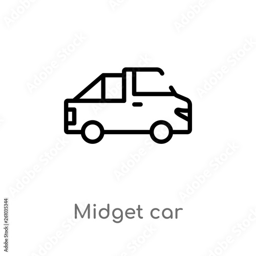 outline midget car vector icon. isolated black simple line element illustration from transport concept. editable vector stroke midget car icon on white background