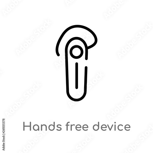 outline hands free device vector icon. isolated black simple line element illustration from transport concept. editable vector stroke hands free device icon on white background