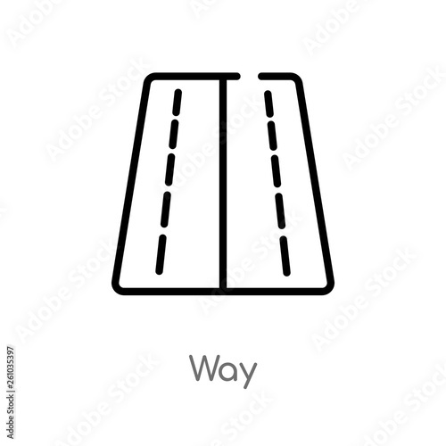 outline way vector icon. isolated black simple line element illustration from transport concept. editable vector stroke way icon on white background