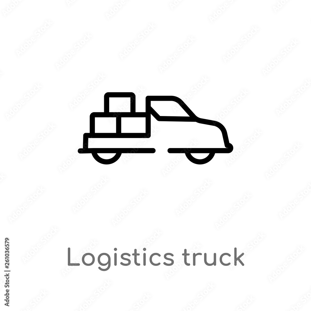 outline logistics truck vector icon. isolated black simple line element illustration from transport concept. editable vector stroke logistics truck icon on white background outline logistics truck vector icon. isolated black simple line element illustration from transport concept. editable vector stroke logistics truck icon on white background