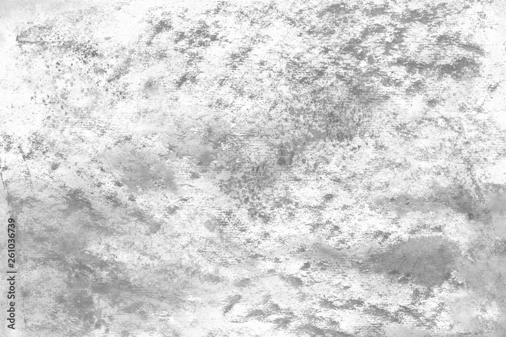 Gray acrylic background on white paper. Paint leaks and ombre effects.	
